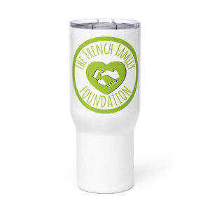 The French Family Foundation, Inc. | Central Florida Fundraising Foundation for Families with Disabilities | travel mug with a handle white 25 oz front 64ee1408a3c74