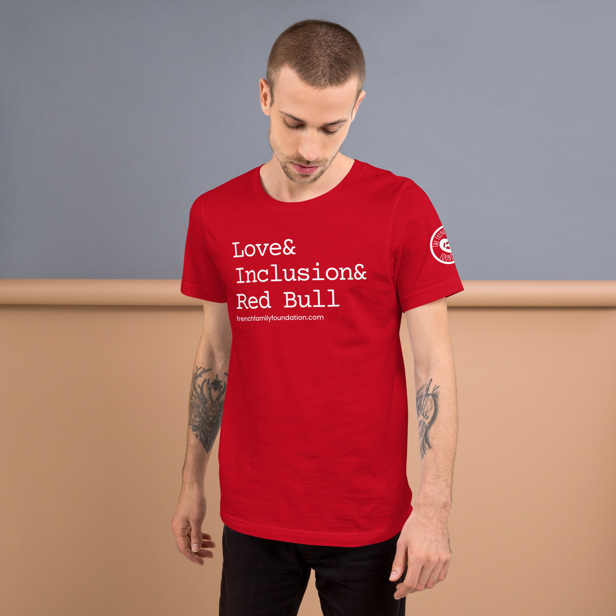 The French Family Foundation, Inc. | Central Florida Fundraising Foundation for Families with Disabilities | ❤️ Inclusion & Red Bull Unisex T-shirt 3 ❤️ Inclusion & Red Bull Unisex T-shirt - Image 3