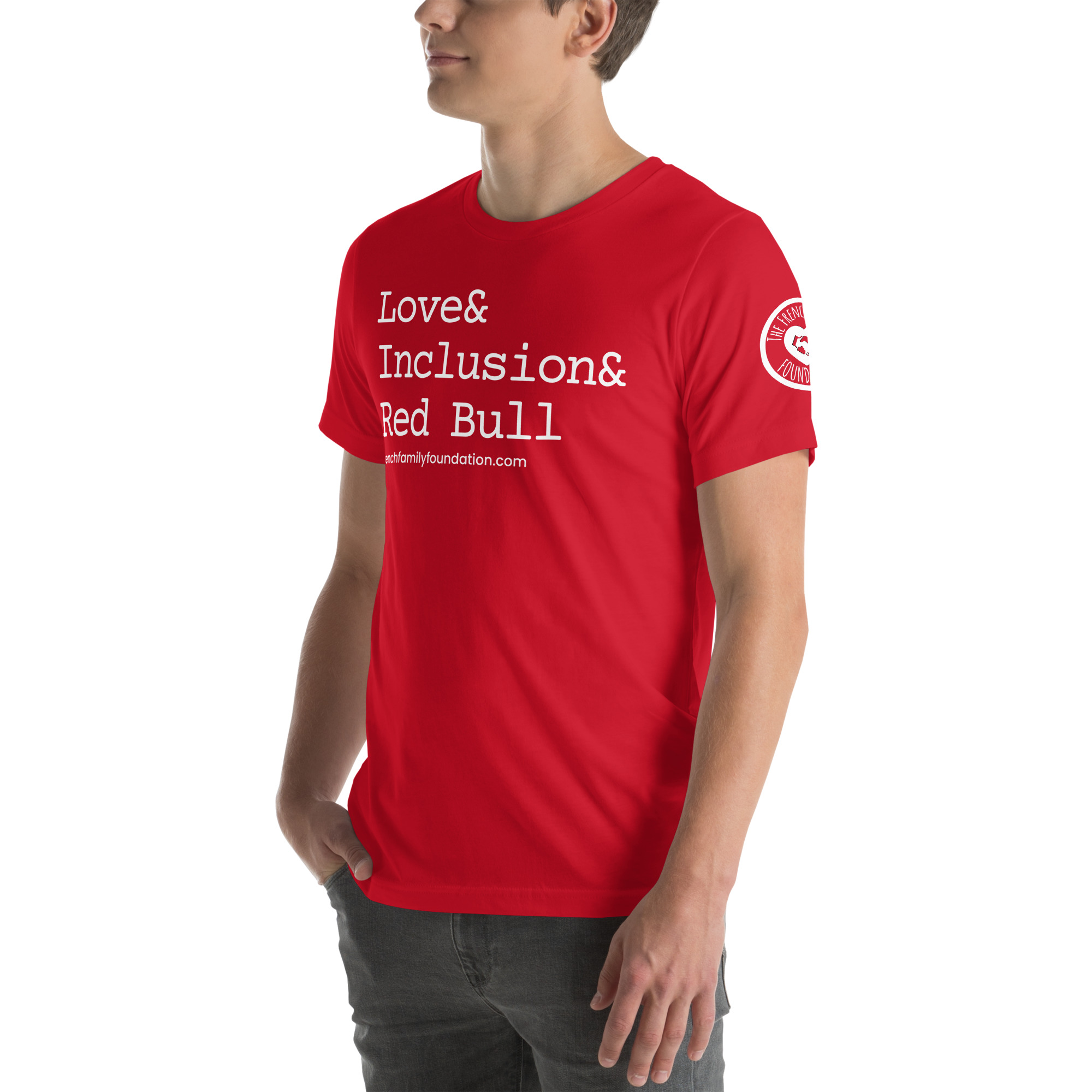 The French Family Foundation, Inc. | Central Florida Fundraising Foundation for Families with Disabilities | ❤️ Inclusion & Red Bull Unisex T-shirt 7 ❤️ Inclusion & Red Bull Unisex T-shirt - Image 7