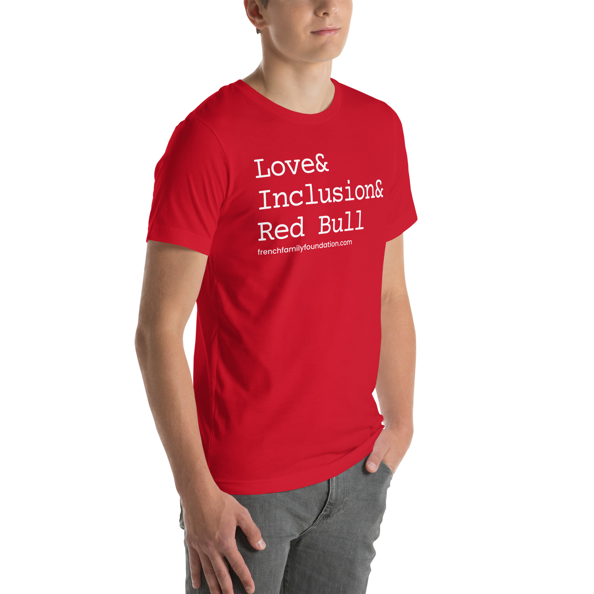 The French Family Foundation, Inc. | Central Florida Fundraising Foundation for Families with Disabilities | ❤️ Inclusion & Red Bull Unisex T-shirt 9 ❤️ Inclusion & Red Bull Unisex T-shirt - Image 9