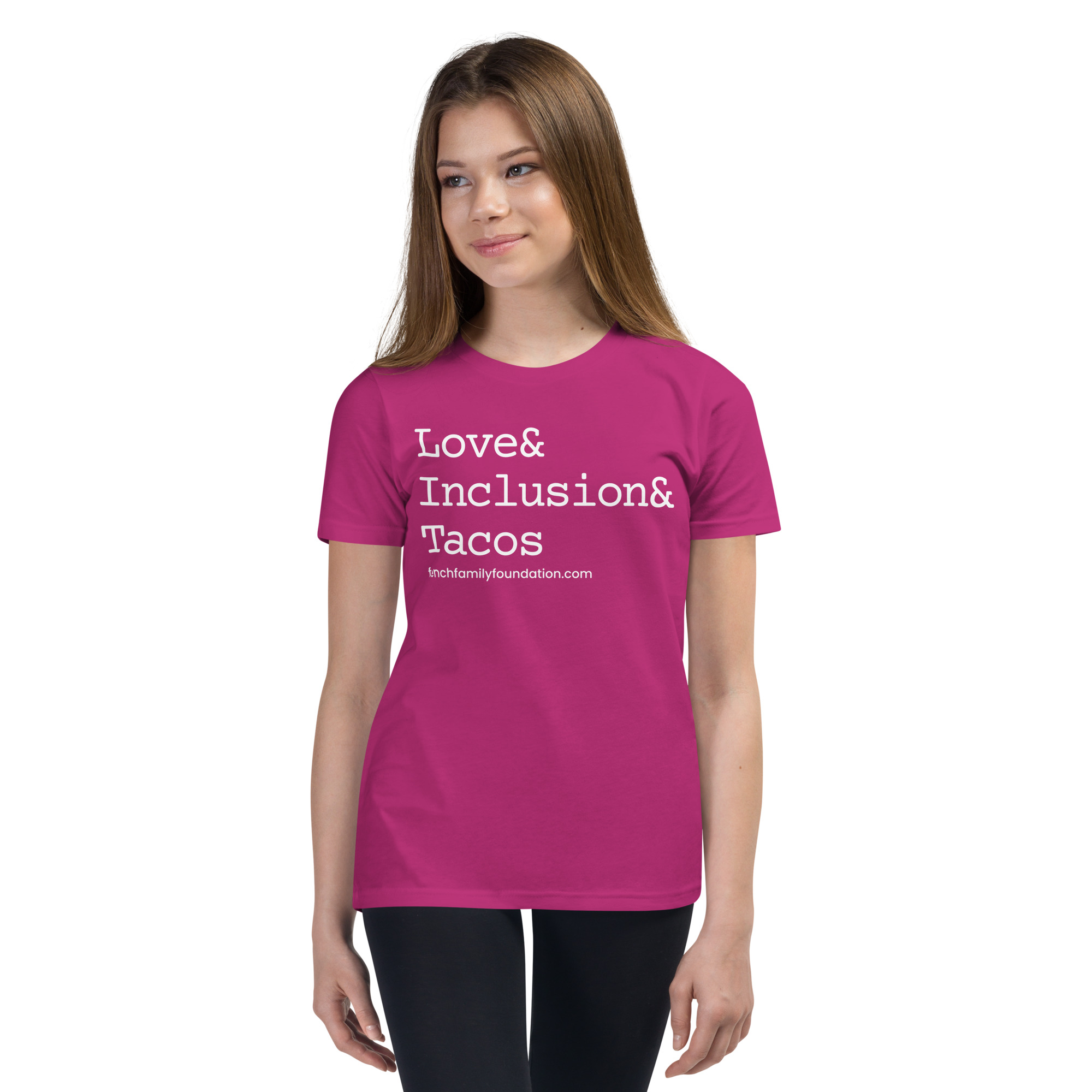 The French Family Foundation, Inc. | Central Florida Fundraising Foundation for Families with Disabilities | ❤️ Inclusion & Tacos Youth Short Sleeve T-shirt 4 ❤️ Inclusion & Tacos Youth Short Sleeve T-shirt - Image 4