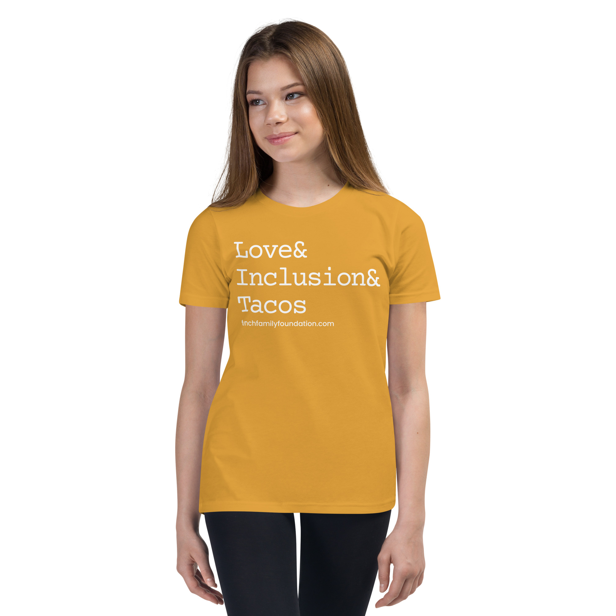 The French Family Foundation, Inc. | Central Florida Fundraising Foundation for Families with Disabilities | ❤️ Inclusion & Tacos Youth Short Sleeve T-shirt 1 ❤️ Inclusion & Tacos Youth Short Sleeve T-shirt