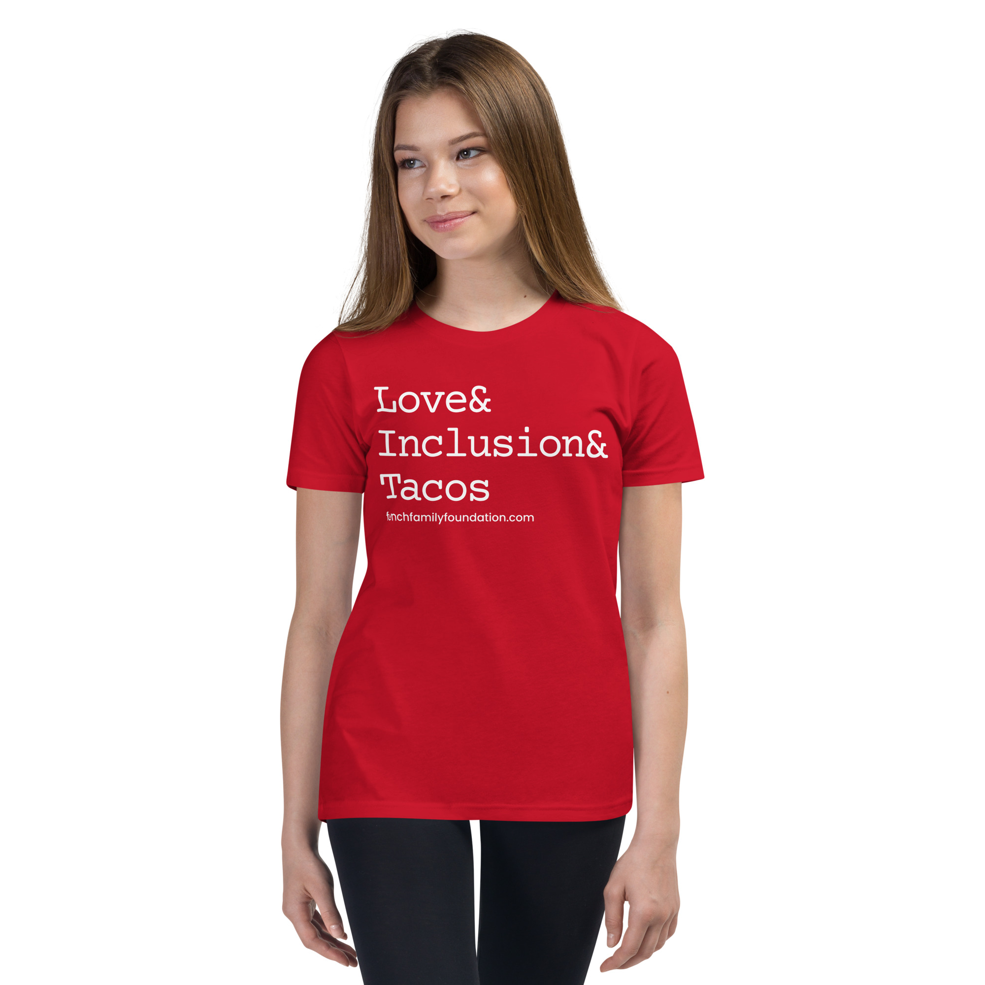 The French Family Foundation, Inc. | Central Florida Fundraising Foundation for Families with Disabilities | ❤️ Inclusion & Tacos Youth Short Sleeve T-shirt 2 ❤️ Inclusion & Tacos Youth Short Sleeve T-shirt - Image 2