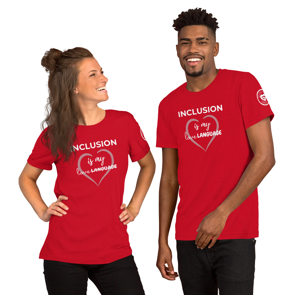 The French Family Foundation, Inc. | Central Florida Fundraising Foundation for Families with Disabilities | Inclusion is my Love ❤️ Language – Unisex Red T-shirt 1 Inclusion is my Love ❤️ Language – Unisex Red T-shirt